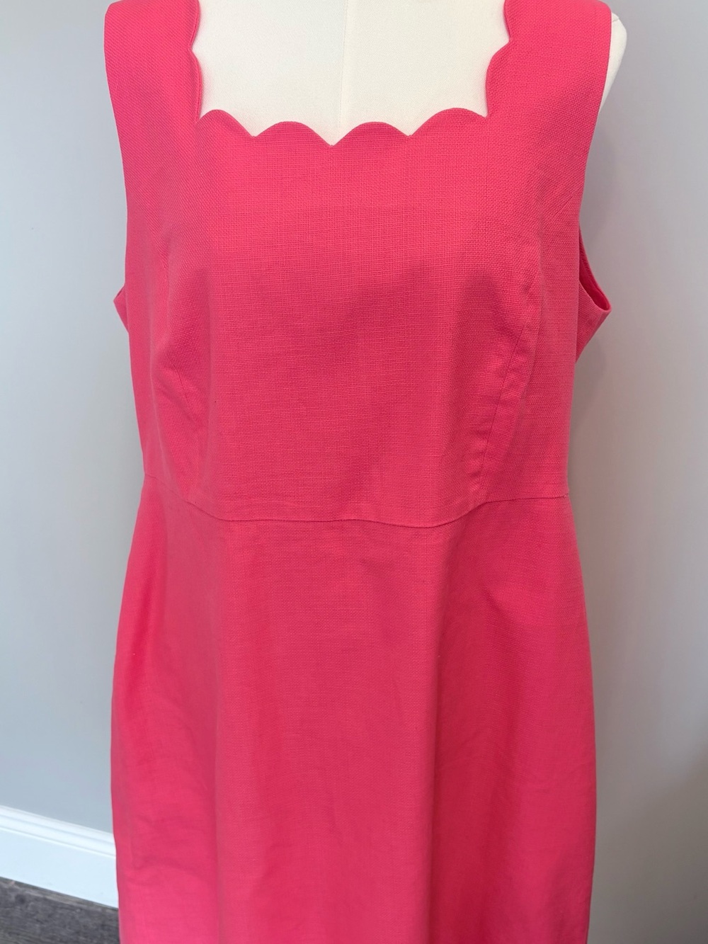 J.Crew Scalloped Sleeveless Dress Coral Pink Size 18 NWOT